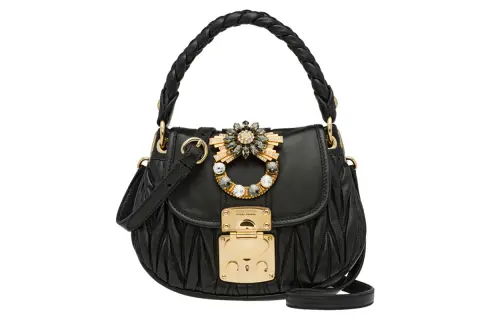MIU MIU Sheepskin Crossbody One Shoulder Handbag Regular Women's Black