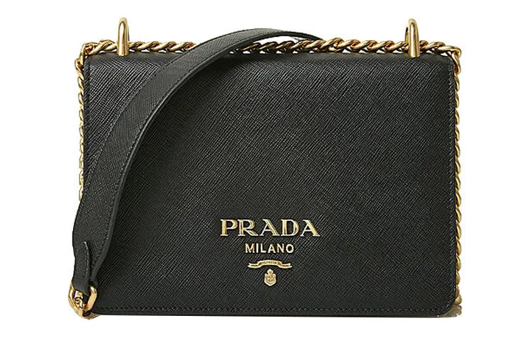 PRADA Cow Leather Handbag, Shoulder Bag, Crossbody Bag Women's Black
