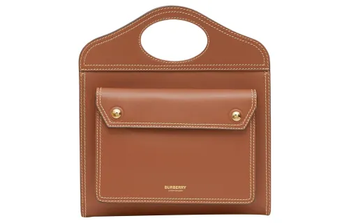 Burberry Pocket Bag Leather Tote Bag, Shopping Bag, Shoulder Bag, Crossbody Bag, Handbag Medium Women's Brown