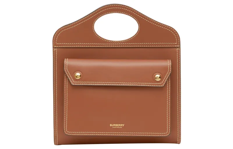 Burberry Pocket Bag Leather Tote Bag, Shopping Bag, Shoulder Bag, Crossbody Bag, Handbag Medium Women's Brown