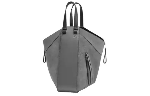LOEWE Hammock Calfskin With Velvet One Shoulder Tote Handbag Women's Coal Gray