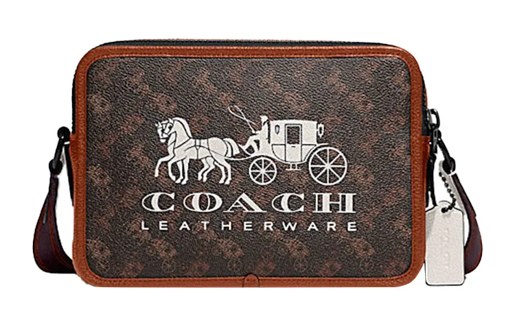 COACH Charter Artificial Leather Camera Bag, Shoulder Bag, Crossbody Bag Medium Men's Dark Brown