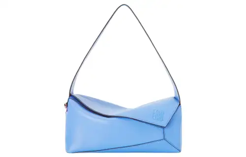 LOEWE Puzzle Cow Leather Handbag, Shoulder Bag Women's Blue