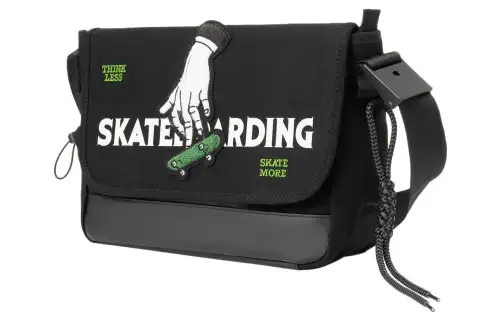 Li Ning Skateboard Cotton Messenger Bag, Shoulder Bag, Crossbody Bag Regular Unisex Black