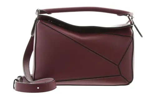 LOEWE Puzzle Grain Calfskin Puzzle Bag, Handbag, Shoulder Bag, Crossbody Bag Small Women's Burgundy