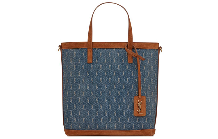 SAINT LAURENT YSL, capacious denim shopping bag, one-shoulder bag, with your logo imprint