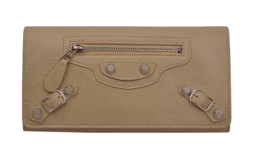 Balenciaga Leather Wallet Regular Women's Khaki