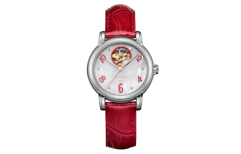TISSOT Heart Collection Mechanical Movement 30m Waterproof Women's Watch 35mm Black Dial Steel Watch Case