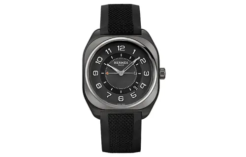HERMES H08 Collection Wrist Watches Automatic Mechanical Movement Rubber Strap 42mm Black Dial Men's Watches
