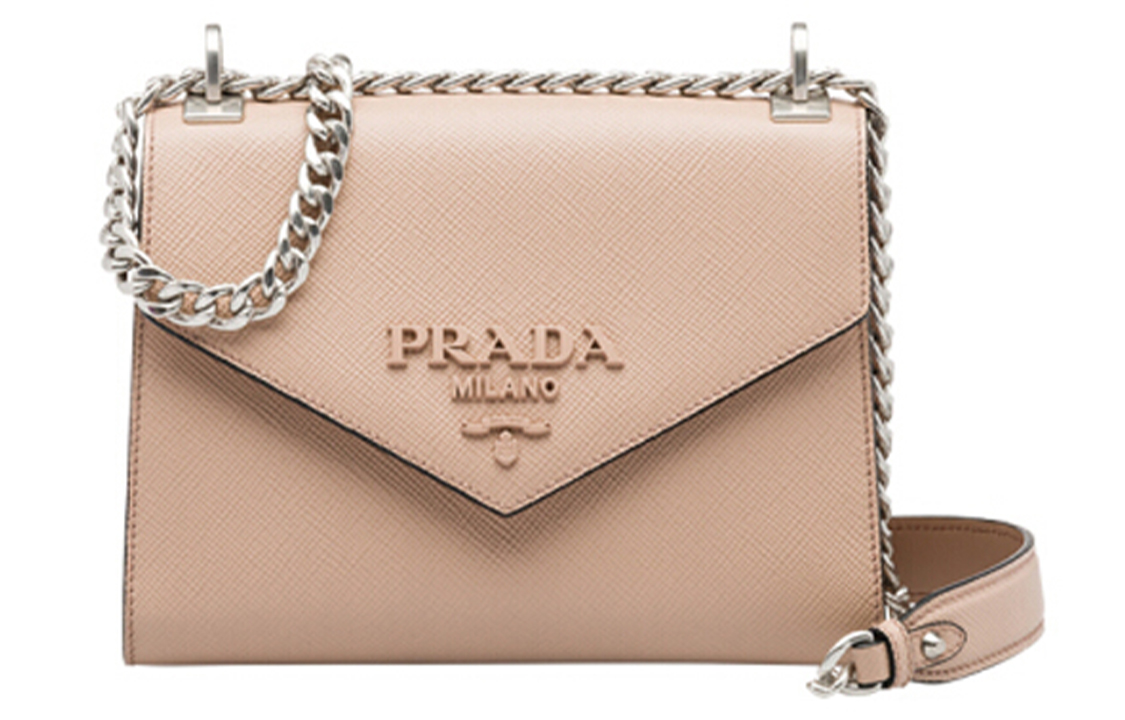 PRADA Saffiano Calfskin Shoulder Bag Women's Light Pink