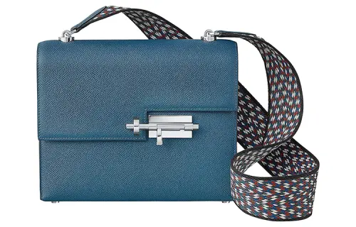 HERMES Verrou Epsom Calfskin With Canvas Verrou Bag, Shoulder Bag, Crossbody Bag Women's Dark Blue/Black/White