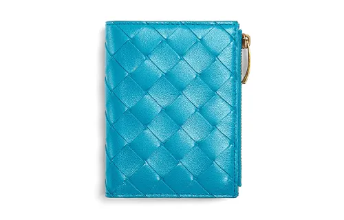 Bottega Veneta Woven Sheepskin Wallet Unisex Blue