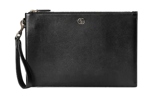 GUCCI GG Marmont Leather Clutch Men's Black