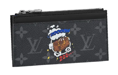 LOUIS VUITTON Coin Card Holder Monogram Eclipse Black