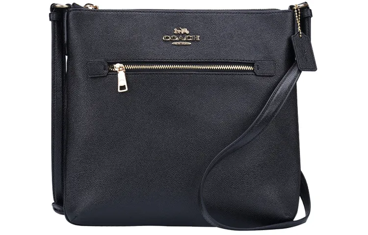 COACH Rowan Leather Document Bag, Crossbody Bag, Shoulder Bag Medium Women's Black Gray