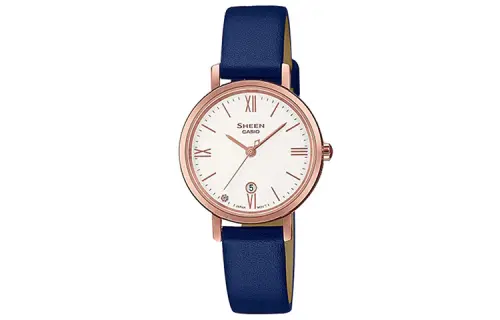 CASIO SHEEN Quartz Movement Genuine Leather Strap Watch Women's Watch White Dial