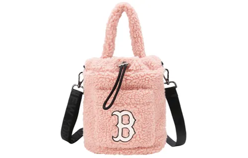 MLB Polar Fleece Wool Bucket Bag Handbag Women's Pink
