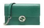 GUCCI Cow Leather Messenger Bag, Envelope Bag, Wallet, Crossbody Bag, Shoulder Bag Women's Green