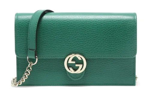GUCCI Cow Leather Messenger Bag, Envelope Bag, Wallet, Crossbody Bag, Shoulder Bag Women's Green