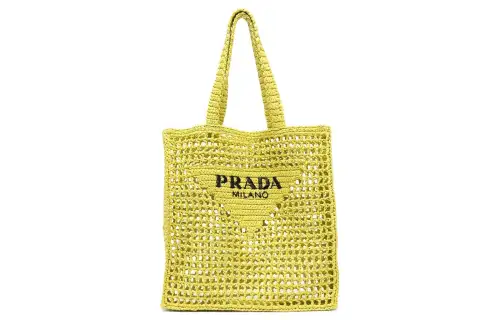 PRADA Woven Cut Out Tote Handbag, Shoulder Bag Women's