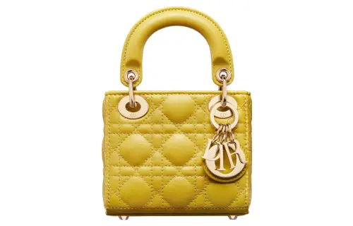 DIOR Lady Dior Sheepskin Handbag, Shoulder Bag, Crossbody Bag, Handbag Extra Mini Women's Mustard Yellow
