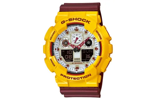 CASIO Women's Liquid Crystal/Analog Dual Display Series Yellow Watch GA-100CS-9A