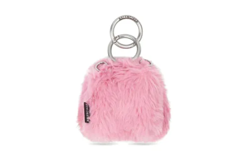 Balenciaga Plush One Shoulder Crossbody Earphone Case Women's Pink