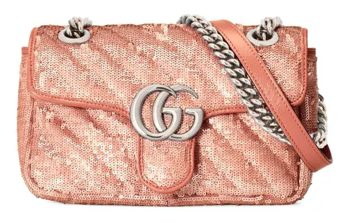 GUCCI Marmont Silk Crossbody Bag, Shoulder Bag Small Women's Light Pink