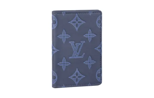 LOUIS VUITTON Pocket Organizer Monogram Shadow Navy Blue