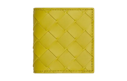 Bottega Veneta Cow Leather Wallet Men's Plum Yellow