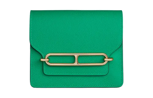 HERMES Roulis Evercolor Calfskin Coin Purse, Card Holder, Fanny Pack Women's Green