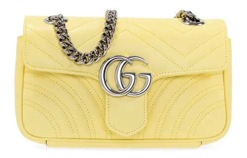 GUCCI GG Marmont Quilted Leather Shoulder Bag, Crossbody Bag Small Women's Yellow/Candy/Unicorn Color
