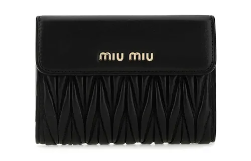 MIU MIU Nappa Leather Wallet Women's Nero Black