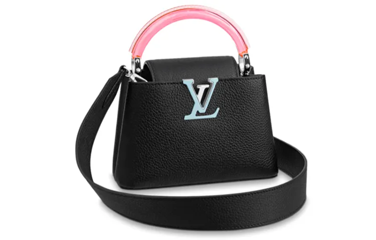 LOUIS VUITTON Capucines Flap Closure Cow Leather Crossbody Bag Mini Women's Black