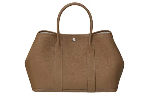HERMES Garden Party Canvas And Negonda Calfskin Handbag 36 Women's 3G Alezan Chestnut