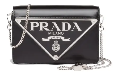 PRADA Leather Chain Bag, Shoulder Bag Women's Black