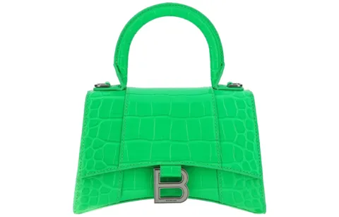 Balenciaga Hourglass Crocodile Embossed Calfskin Shoulder Bag, Crossbody Bag, Handbag Mini Women's Neon Green
