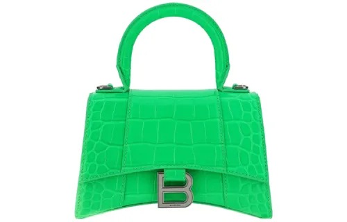 Balenciaga Hourglass Crocodile Embossed Calfskin Shoulder Bag, Crossbody Bag, Handbag Mini Women's Neon Green