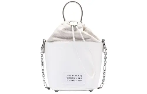 Maison Margiela 5AC Cow Leather Bucket Bag Shoulder Bag, Handbag Small Women's White