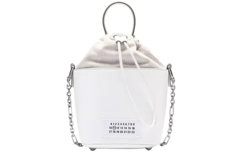 Maison Margiela 5AC Cow Leather Bucket Bag Shoulder Bag, Handbag Small Women's White