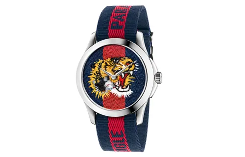 GUCCI G Timeless Collection Wrist Watches Quartz Movement Nylon Strap Blue Dial Men's Watches