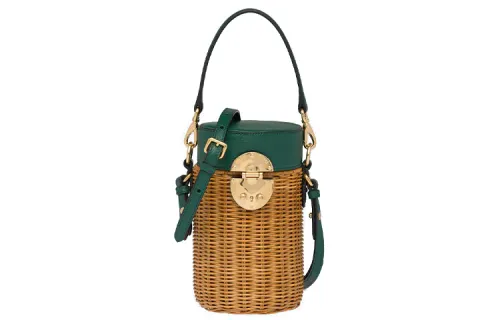 MIU MIU Woven Wicker Shoulder Bag Women's Mel Billiard Green
