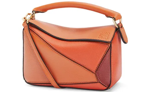 LOEWE Puzzle Cow Leather Shoulder Bag, Crossbody Bag, Handbag Mini Women's Orange & Brown