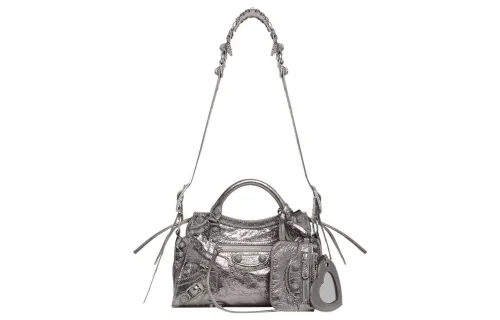 Balenciaga Neo Cagole Sheepskin Shoulder Bag, Handbag, Crossbody Bag Extra Small Women's Silver