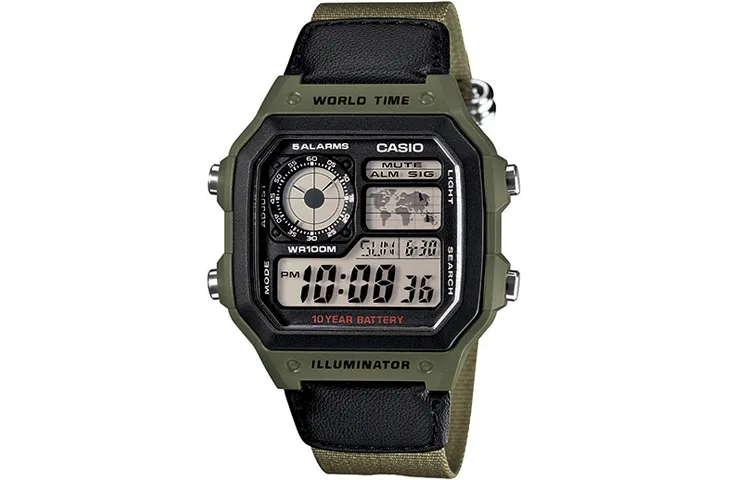 CASIO Small Block Quartz Movement Canvas Strap Watch Men's Watches Black Dial