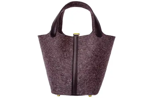 HERMES Picotin Lock Felt With Swift Leather Basket Bag, Bucket Bag, Handbag 18 Women's 5C Violine Fuchsia