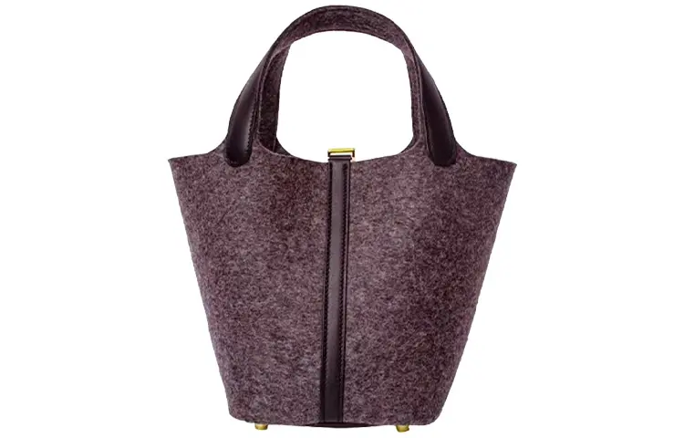 HERMES Picotin Lock Felt With Swift Leather Basket Bag, Bucket Bag, Handbag 18 Women's 5C Violine Fuchsia