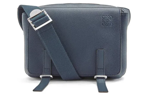 LOEWE Soft Grain Cow Leather Messenger Bag, Crossbody Bag, Shoulder Bag Men's Marine Blue