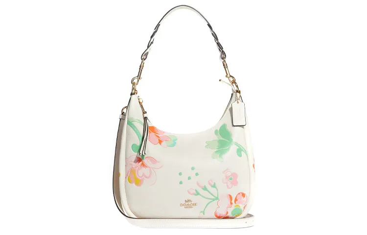 COACH Hobo Leather Shoulder Bag, Crossbody Bag Large Women's Ecru