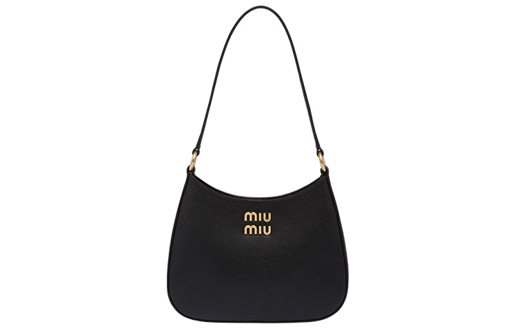 MIU MIU Madras Leather HOBO Shoulder Bag, Handbag, Shoulder Bag Women's Black
